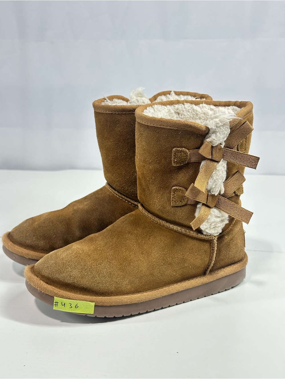 Kids' Koolabura UGG Victoria Short Boot Chesnut Size 1 Suede Faux Sherpa Cognac